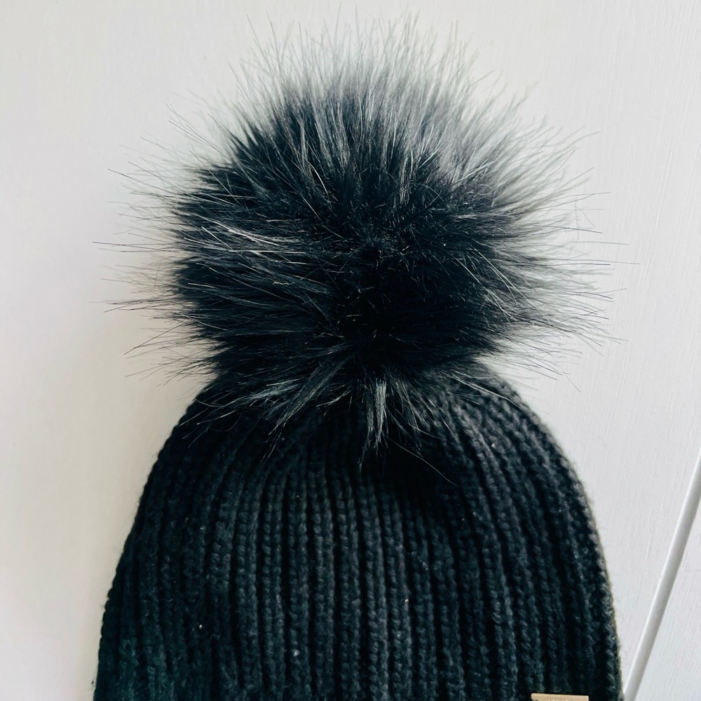 Armani Exchange black pompom topped wool beanie - Picture 3 of 6